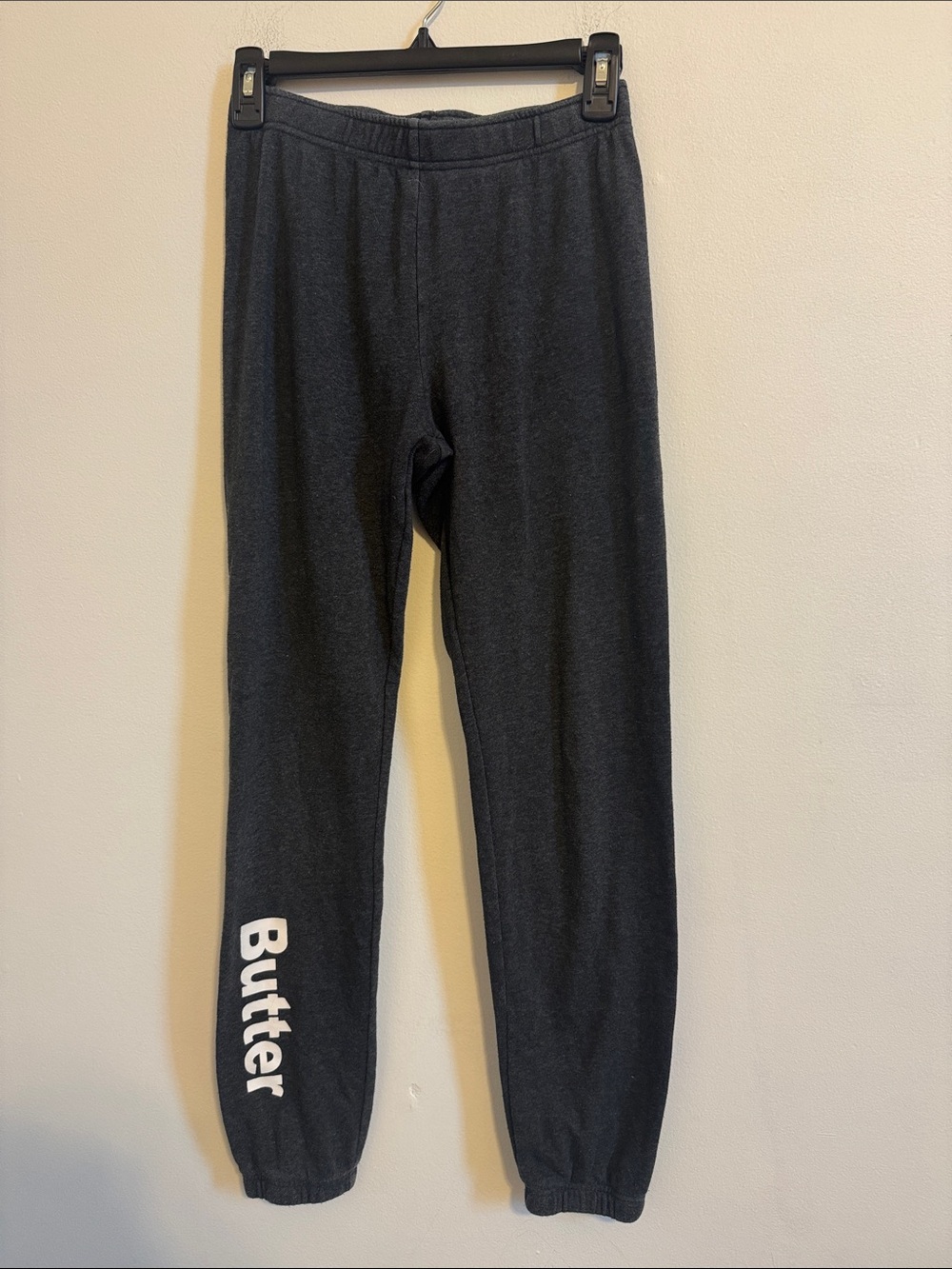 Butter Charcoal Black Kids Joggers with White Logo